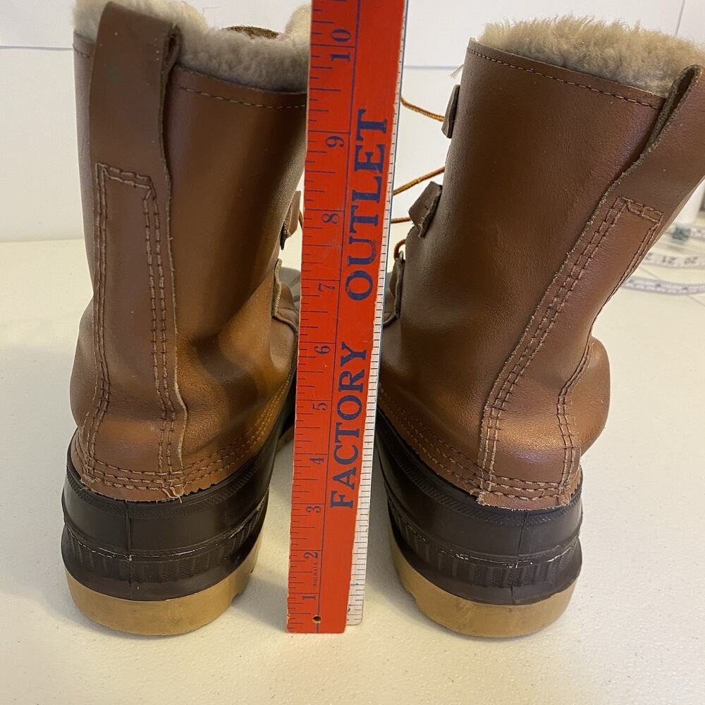Sorel Scout Boots Men 10US Brown Leather Duck Winter Snow Wool Insulated LaceUp - Picture 3 of 12